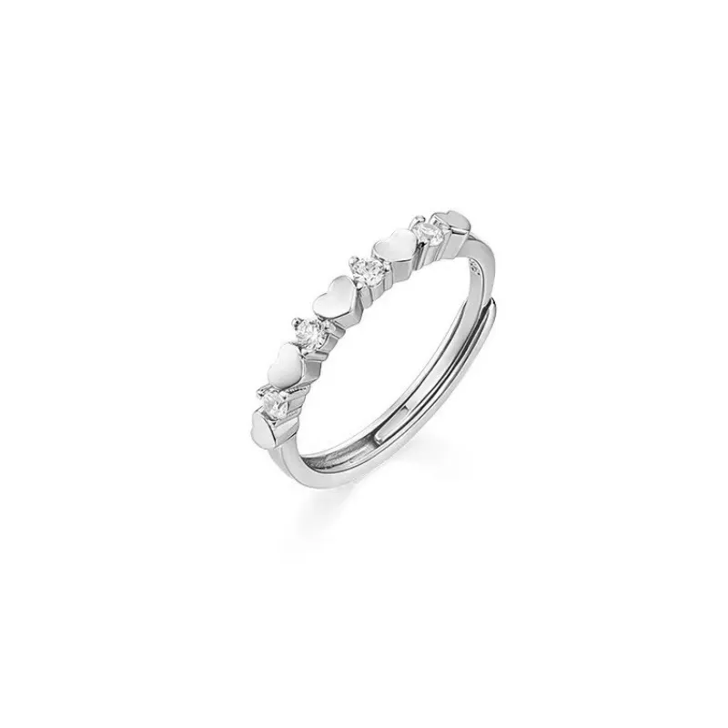 INS1011-Stacking Ring for Women 925 Sterling Silver Heart Birthstone Cubic Zirconia Stacked Rings Eternity Wedding Band Anniversary Jewelry Gift Size 5-10