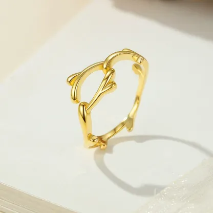 INS1178-Silver Thorn Ring for Men Women Adjustable Gold Crown of Thorns Band Ring for Couple Irregular Branch Valentine's Day Rings