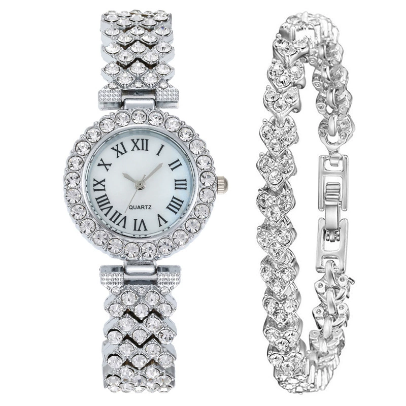 W-2045-3Pcs Women Wholesale Watches Elegant Diamond Bangle Bracelet Analog Quartz Wrist Watch