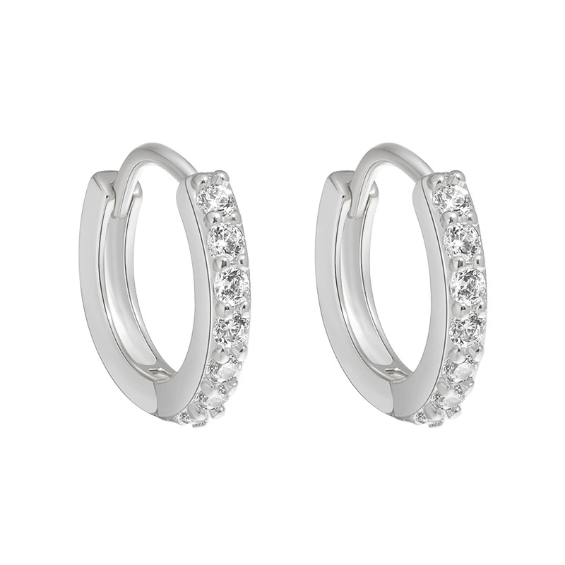 INS2012-S925 Sterling Silver Shared Prong Single Row Petite Cubic Zirconia 14KT Gold Plated Hoop Huggies Ear Cuff Earring Honest Mantra GWE484-G