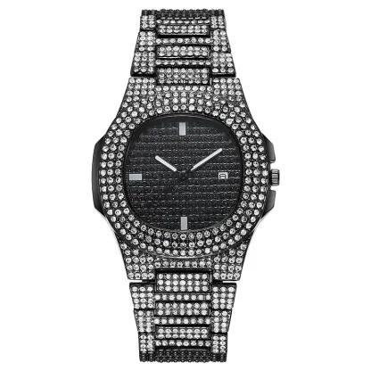 W-1001-KALLORY 1Pack Rhinestone Watch Elegantly Designed Golden Durable Unisex Watches