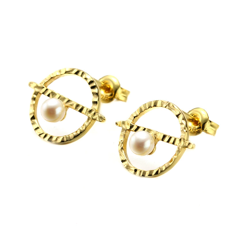INS2207-Generic Fashion Ring 14K Gold Pearl Earrings, Fashion Ring with AAA+ Quality 6.5mm~7mm Freshwater Cultured Pearls Stud Earrings for Women