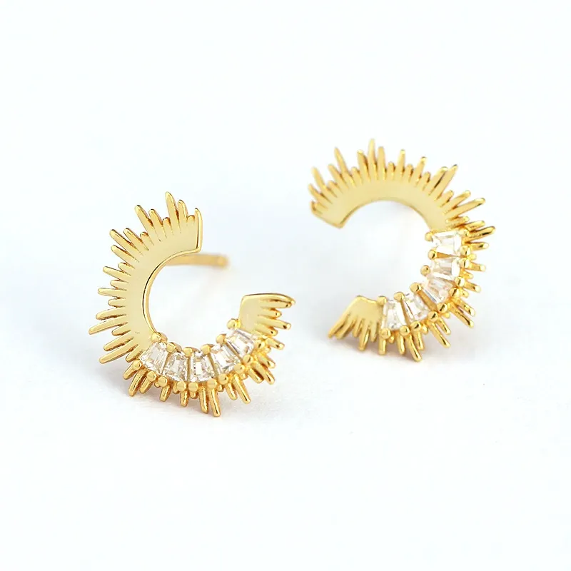 INS2238-Two Tone Small Hoop Huggie Earrings, Gold&Sliver Earrings|Sun Hoop Earrings|Star Cross Dangle with CZ|Square Shell Drop Stud Earrings|14K&18K Gold-Plated Earrings Jewelry Women Birthday Gifts