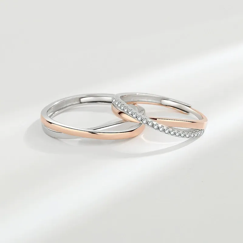 INS1024-[New Sterling Silver 925, Couple Rings Set, Adjustable Matching Rings, I Love You Wedding Relationship Promise Rings