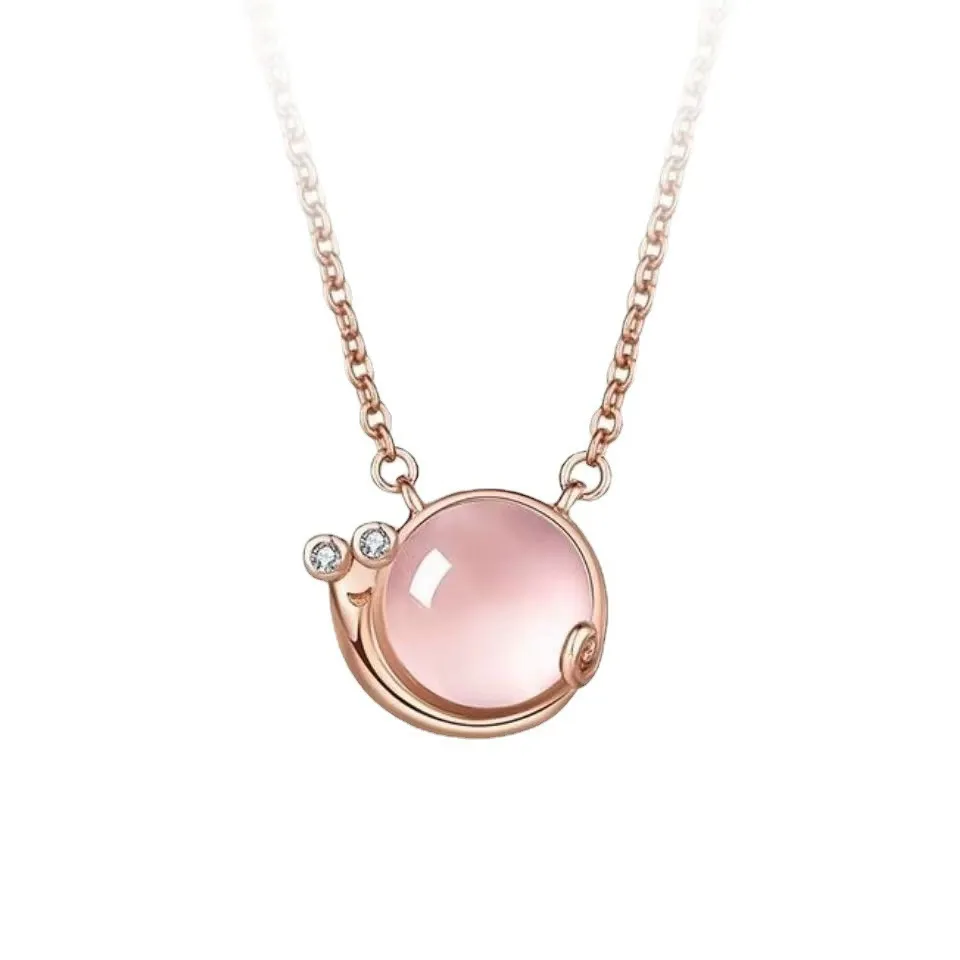 INS3169-Snail Pendant Necklace for Women Crystal Snail Necklaces