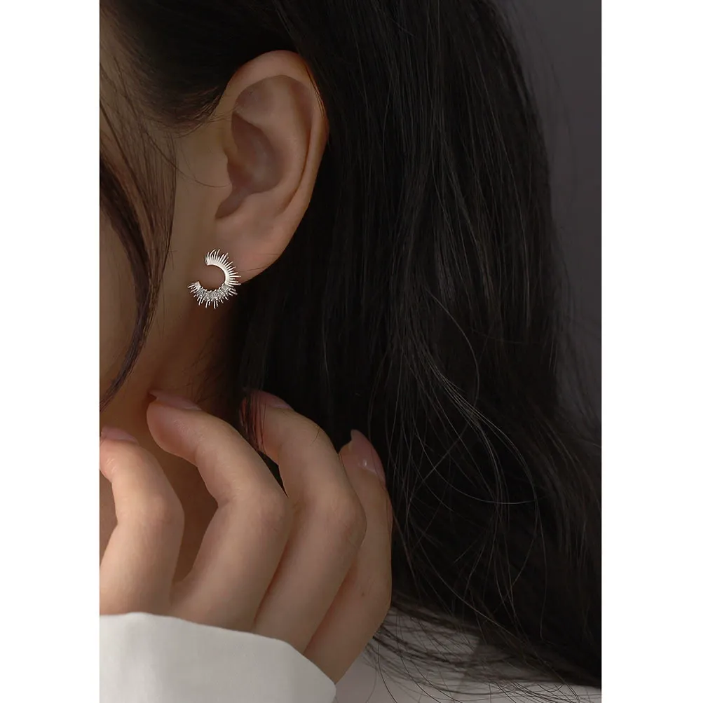 INS2238-Two Tone Small Hoop Huggie Earrings, Gold&Sliver Earrings|Sun Hoop Earrings|Star Cross Dangle with CZ|Square Shell Drop Stud Earrings|14K&18K Gold-Plated Earrings Jewelry Women Birthday Gifts