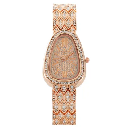 W-2006-Women Ladies Luxury Oval Dial Charm Rhinestone Quartz Analog Wrist Watch Watches-Women