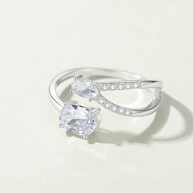 INS1221-AGVANA 'Radiant Embrace' 0.3-1.0 Carat Lab Grown Diamond Ring in Sterling Silver (0.4-1.1 Ct. Tw.) Engagement Anniversary Wedding Ring for Women (D-E Color, VS Clarity)