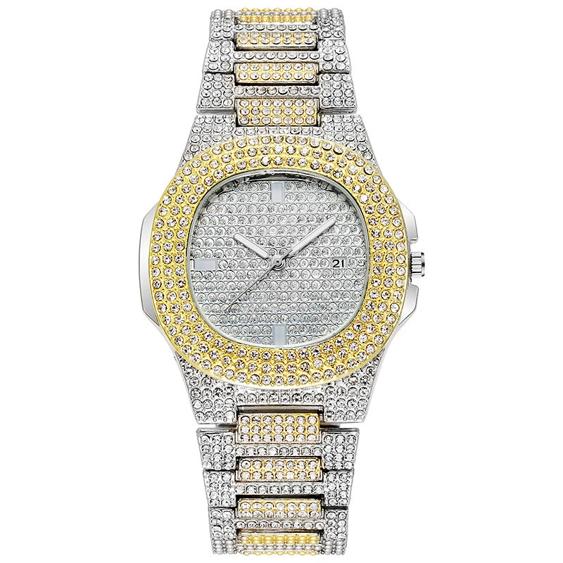 W-1001-KALLORY 1Pack Rhinestone Watch Elegantly Designed Golden Durable Unisex Watches