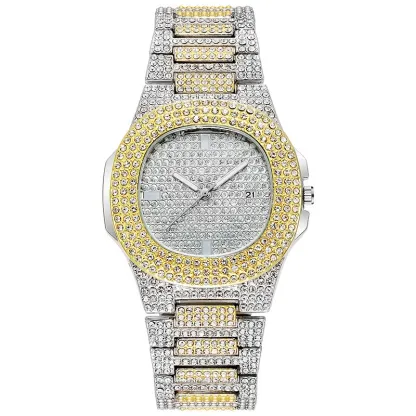 W-1001-KALLORY 1Pack Rhinestone Watch Elegantly Designed Golden Durable Unisex Watches