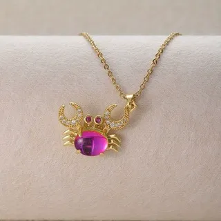 INS3264-Dainty 14K Gold Necklace for Women - Minimalist Clover Butterfly Cross Teardrop Crystal Heart Sunflower Dragonfly Beach Necklace - Fashion Charm Jewelry for Women Trendy Gifts