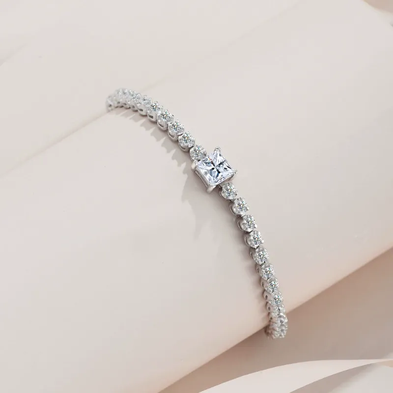 INS4009-1ct Moissanite Tennis Bracelets for Women D Color VVS1 Moissanite Bracelet 925 Sterling Silver Diamond Bracelet Chain with Certificate