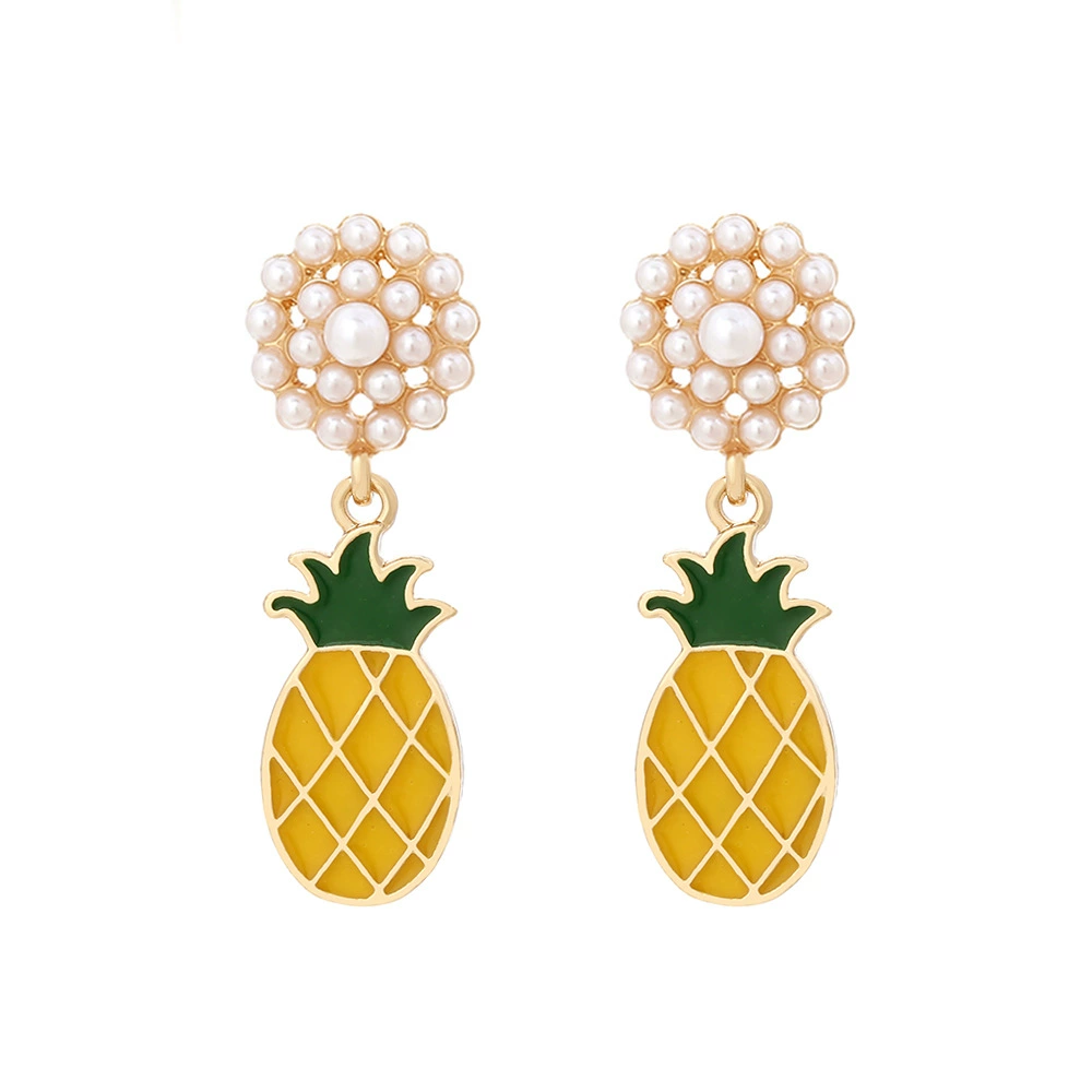INS2356-Unique Pineapple Earrings Bohemian Fruits Pearl Pineapple Dangle Drop Earrings for Women Delicate Summer Beach Jewelry Gifts