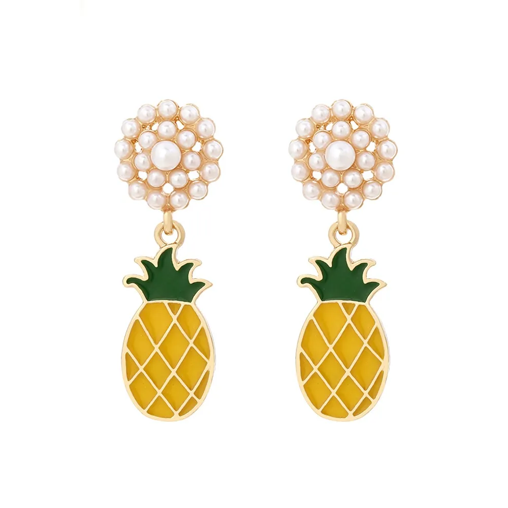 INS2356-Unique Pineapple Earrings Bohemian Fruits Pearl Pineapple Dangle Drop Earrings for Women Delicate Summer Beach Jewelry Gifts