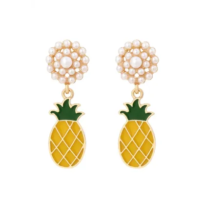 INS2356-Unique Pineapple Earrings Bohemian Fruits Pearl Pineapple Dangle Drop Earrings for Women Delicate Summer Beach Jewelry Gifts