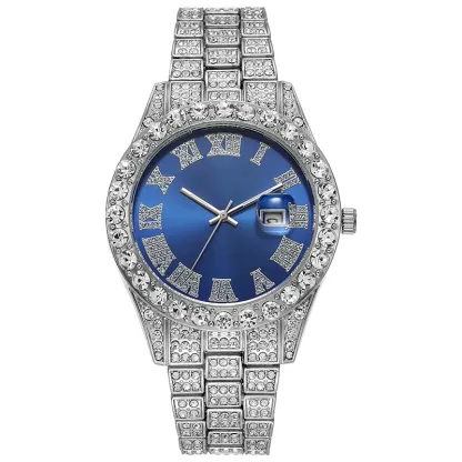 W-1005-Hip Hop Watches for Men Iced-Out Bling Diamond Luxury Quartz Watches with Date-Men