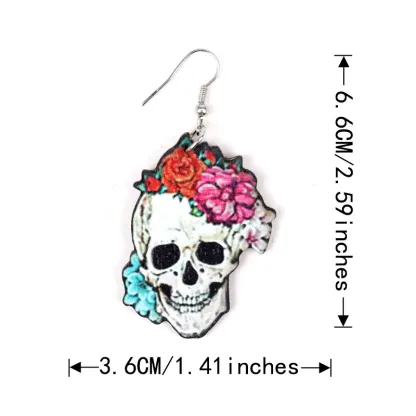 INS2022-12 Pairs Day of The Dead Earrings Halloween Sugar Skull Golf Earrings Dangle Acrylic Sport Jewelry Decor Skull Gifts for Women (Novel Style)