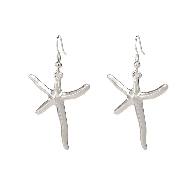 INS2273-Silverly 925 Sterling Silver Starfish Earrings - Solid Silver Drop Earrings - Beach Inspired Jewelry - Star Shaped Dangle Earrings - Summer Gifts for Women - Hypoallergenic Earrings