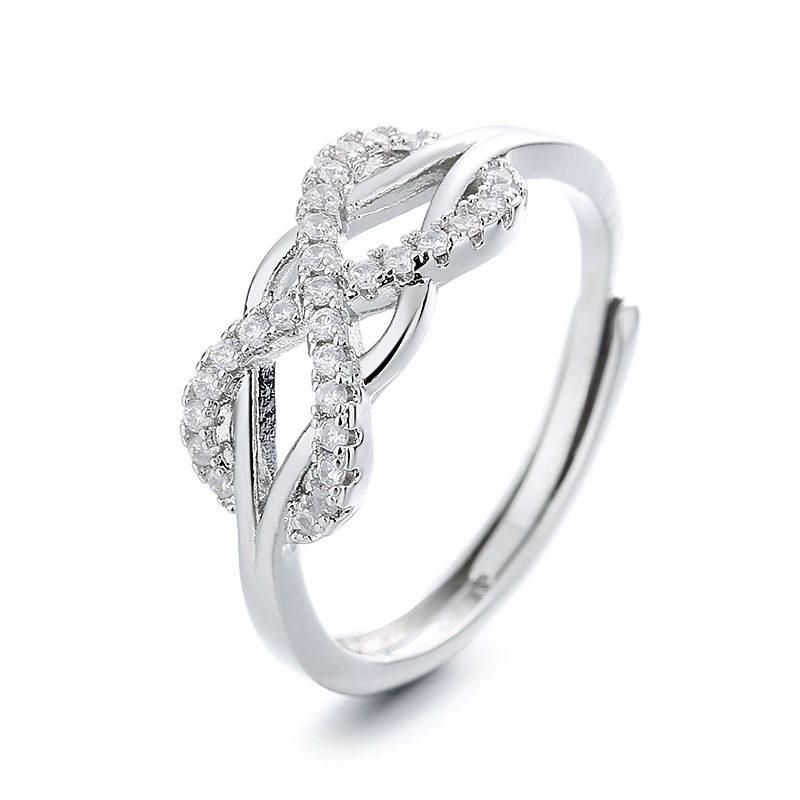 INS1026-10K 14K 18K Gold Natural Diamond Infinity Love Knot Ring for Women Genuine Diamond Infinity Ring Diamond Infinity Wedding Band Infinity Promise Ring for Wife/Girlfriend/Love