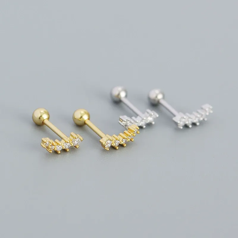 INS2321-Melighting Gold Helix Earrings 14K Cartilage Earrings 16G Gold Tragus Piercing Jewelry Clear CZ Stud Earring Conch Piercing for Women Men