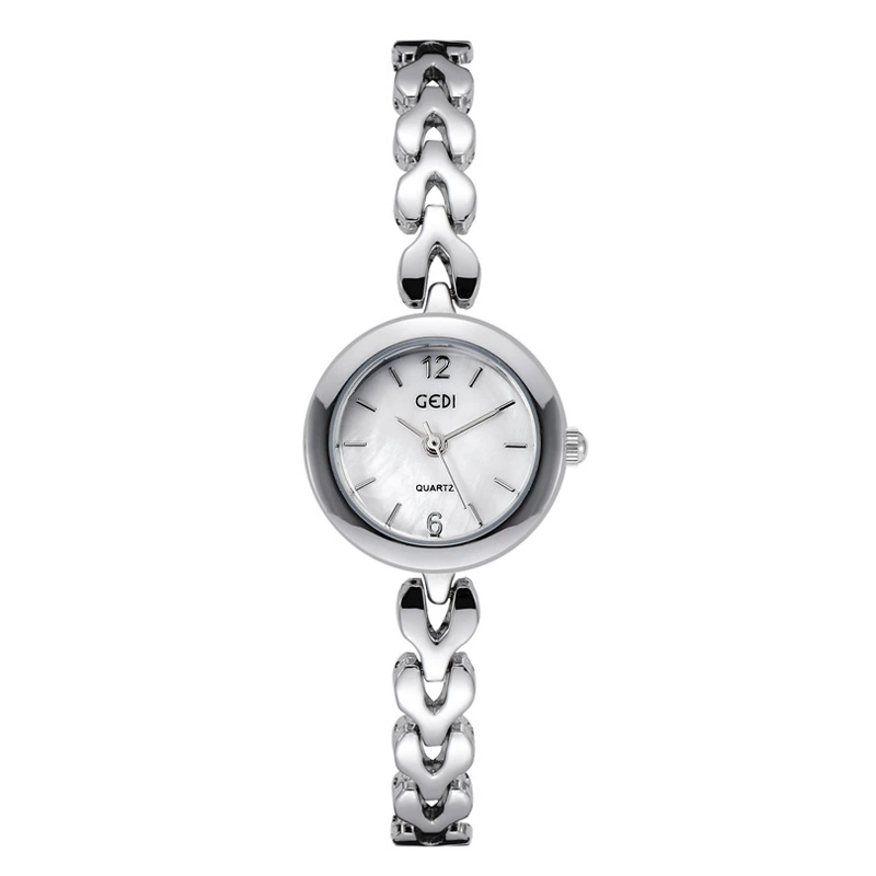 W-2023-JewelryWe Womens Bracelet Watch Silver/Gold Tone Stainless Steel Round Dial Rhinestone Studded Bangle Watch-Women