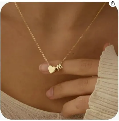 INS3140-Turandoss Heart Initial Necklace for Women Teen Girls - 18K Gold Plated Letter A-Z Pendant Necklace Dainty Heart Necklaces Tiny Initial Necklaces Birthday Gifts for Women Jewelry