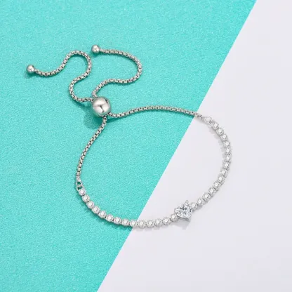 INS4056-14K Gold Heart Cut Diamond Tennis Bracelet | 0.5 Carat VVS2, Adjustable | Romantic Symbolic Gift for Her