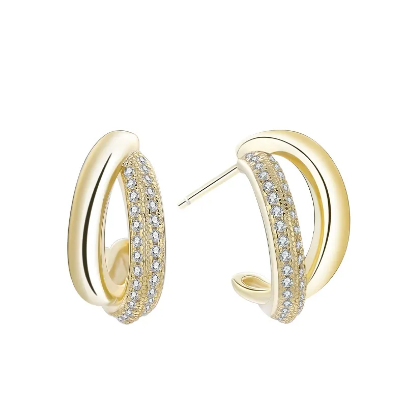 INS2069-CoBi 18K Gold Plated Hoop Earrings for Women, Small Teardrop Earrings, Silver Twisted Hoop Earrings, CZ Hoop Earrings, Womens Everyday Jewelry Hypoallergenic, Chunky Thick Hoops, Ideal Gifts Choice