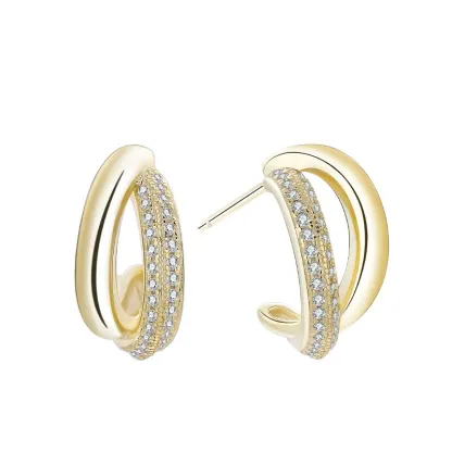 INS2069-CoBi 18K Gold Plated Hoop Earrings for Women, Small Teardrop Earrings, Silver Twisted Hoop Earrings, CZ Hoop Earrings, Womens Everyday Jewelry Hypoallergenic, Chunky Thick Hoops, Ideal Gifts Choice