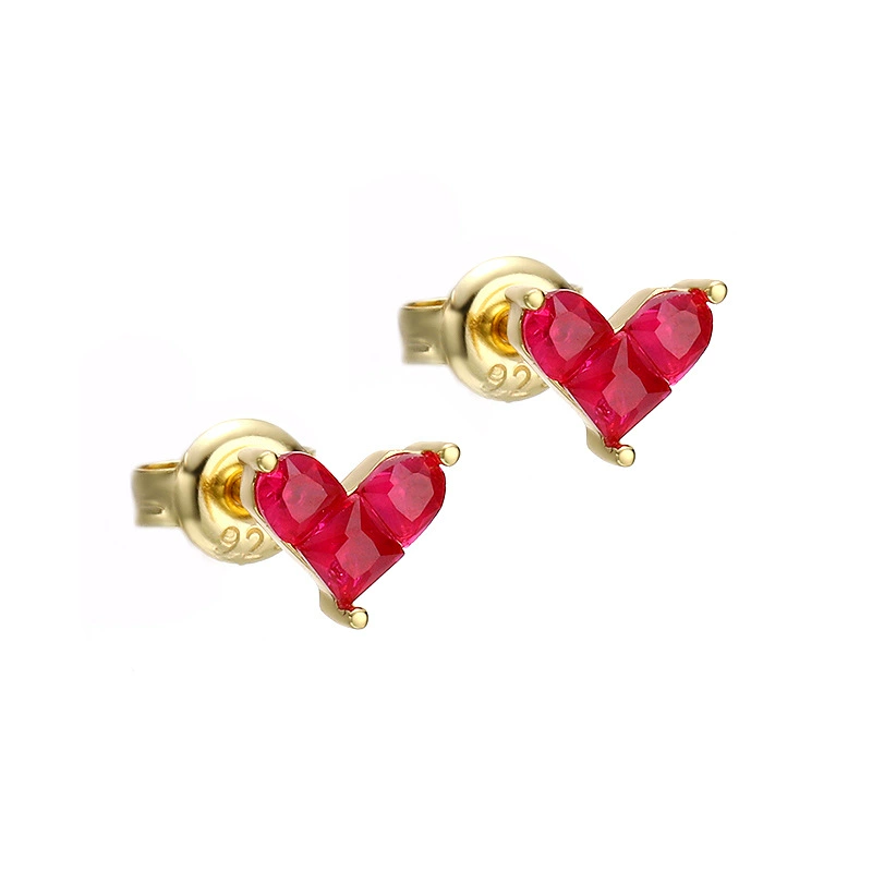 INS2208-14k Real Gold Love Heart Gemstone Birthstone Stud Earrings for Women 1 carat Heart-cut Created Birthstone Earrings Jewelry Gifts for Anniversary Birthday Valentine Gift for Her Wife