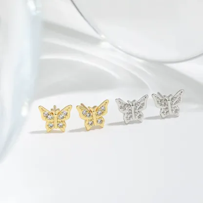 INS2011-PAVOI 14K Gold Plated Dainty Stud Earrings for Women - Sterling Silver Posts Earrings with Cubic Zirconia - Celestial Lightning Bolt, Moon, Star, and Flower Gold Jewelry Gifts