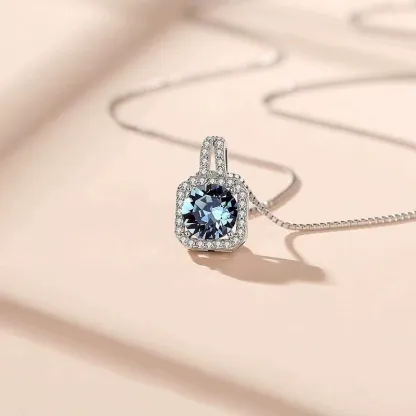 INS3156-14K Gold Sky Blue Aquamarine Birthstone Necklace for Women, Golden Thread with March's Dazzling Drop