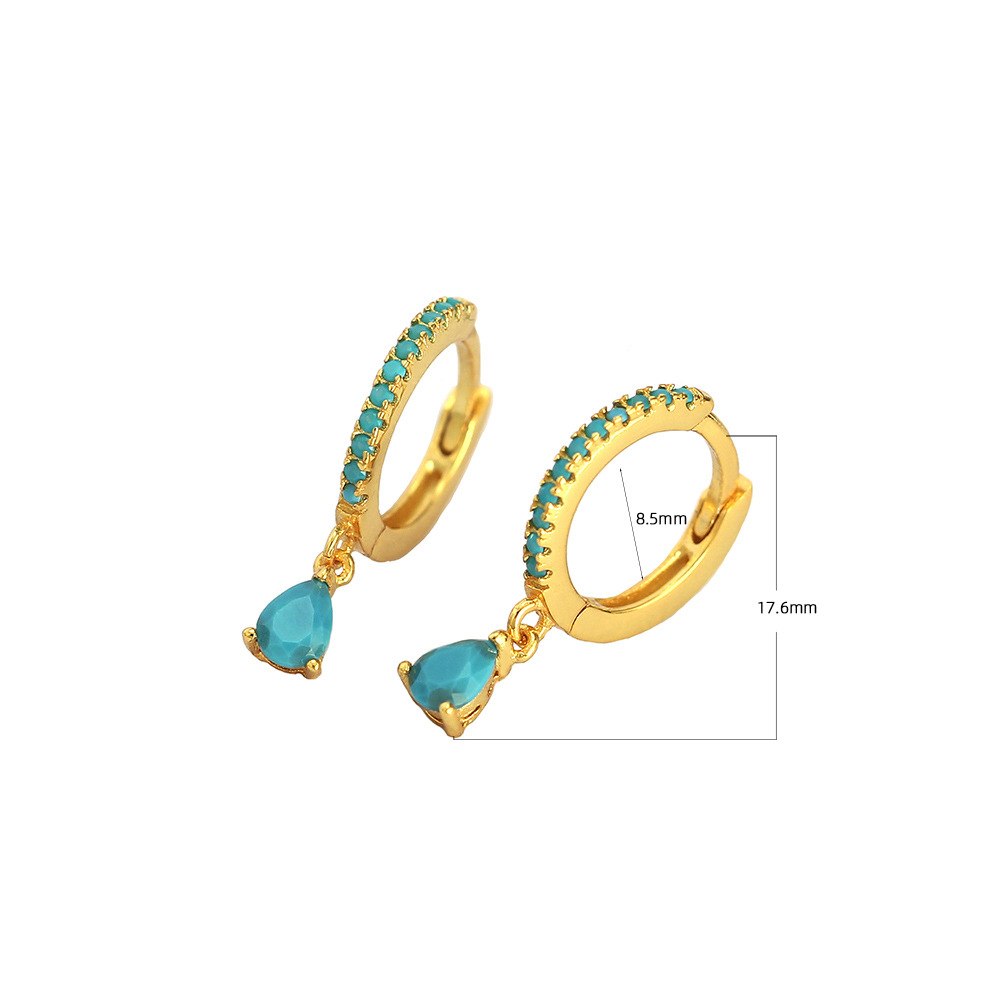 INS2090-Dainty Huggie Small Hoop Cuff With Mini Teardrop CZ Charm Drop Cartilage Earrings for Women Sensitive Ear 925 Sterling Silver Post Cubic Zirconia Hinged Hoops Crystal Tiny Piercing Tragus Ear Hooped Hypoallergenic Fashion Cute Jewelry Gifts Bff He