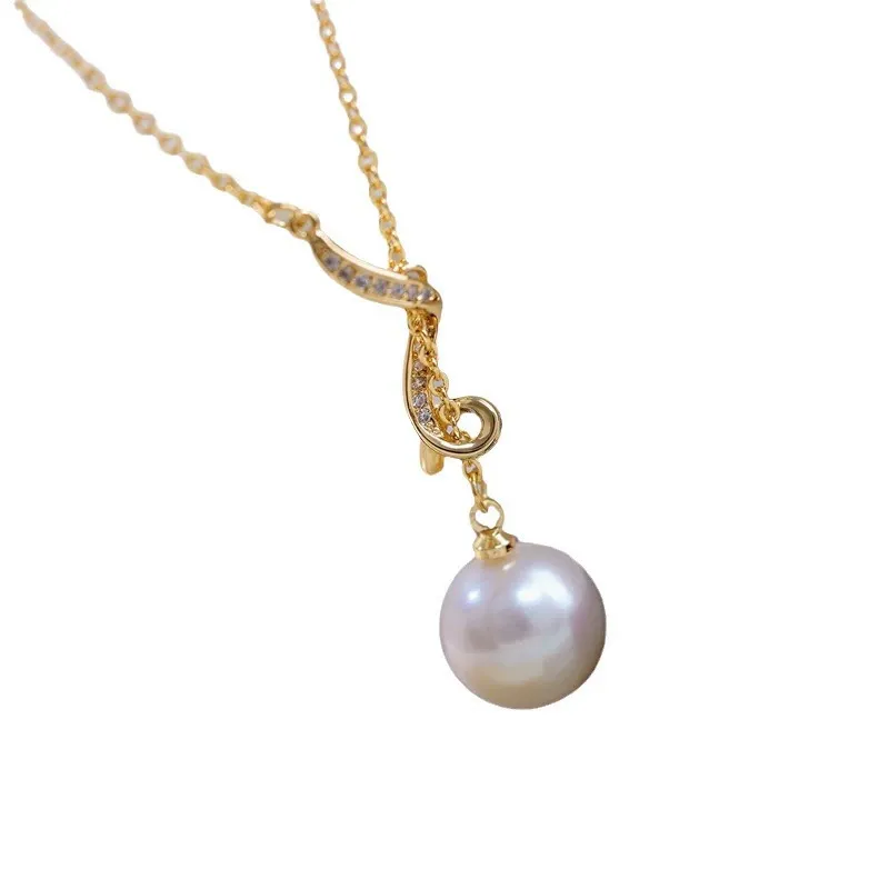 INS3085-Pearl Necklaces for Women - Infinity Round White/Black Bow Tie/Infinity Necklaces Pearl Jewelry Gifts 925 Sterling Silver Pearl Pendant Necklace with Rose Box Anniversary Her Wife Mother