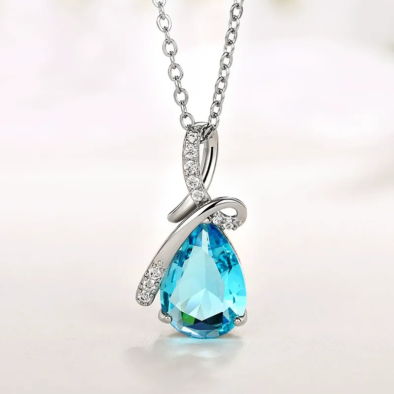 INS3042-Kruckel Ice Blue Dancing Princess Pendant Necklace made with top Austrian Crystal | Stunning Radiant & Sophisticated White Gold Plated, Jewelry for Women | Lightweight Easy - Wear Fashion Design Accesory | Great Gift for Anna Elsa Sophia Wedding B