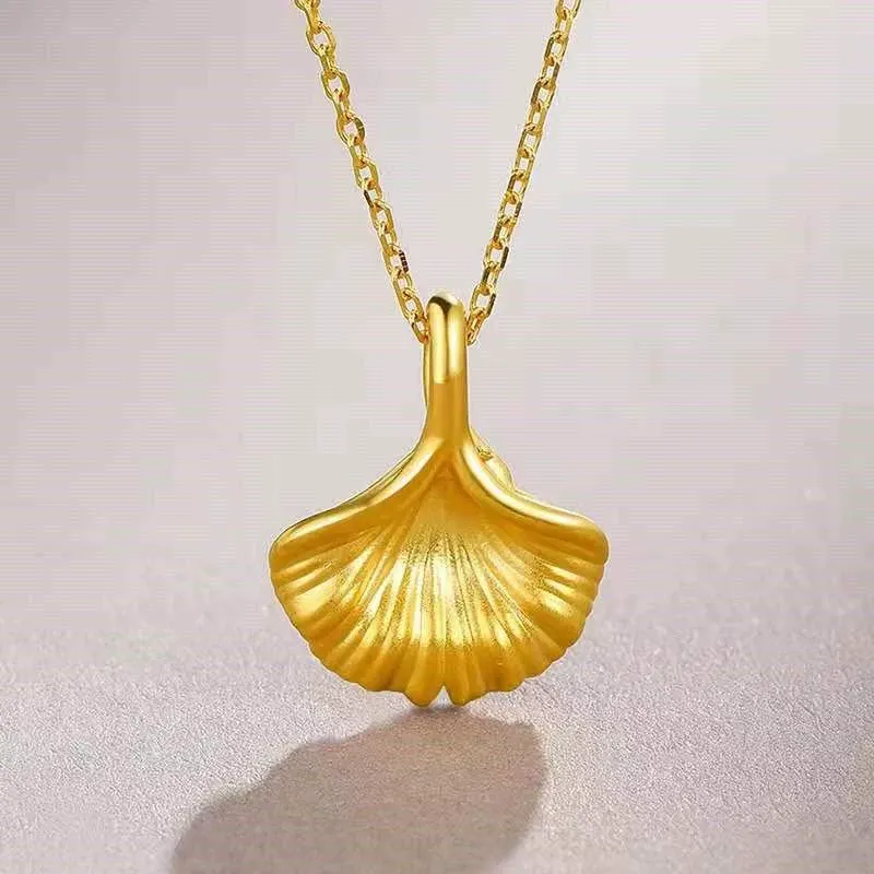 INS3281-24K Gold Pendant Leaf Charms Ginkgo Pendants Dainty Leaves Jewelry Statement Charm Simple Bead Trendy Fashion Floral Solid Yellow Gold Gifts for Women Her Men (Not Include Necklace) A048975