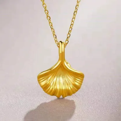 INS3281-24K Gold Pendant Leaf Charms Ginkgo Pendants Dainty Leaves Jewelry Statement Charm Simple Bead Trendy Fashion Floral Solid Yellow Gold Gifts for Women Her Men (Not Include Necklace) A048975