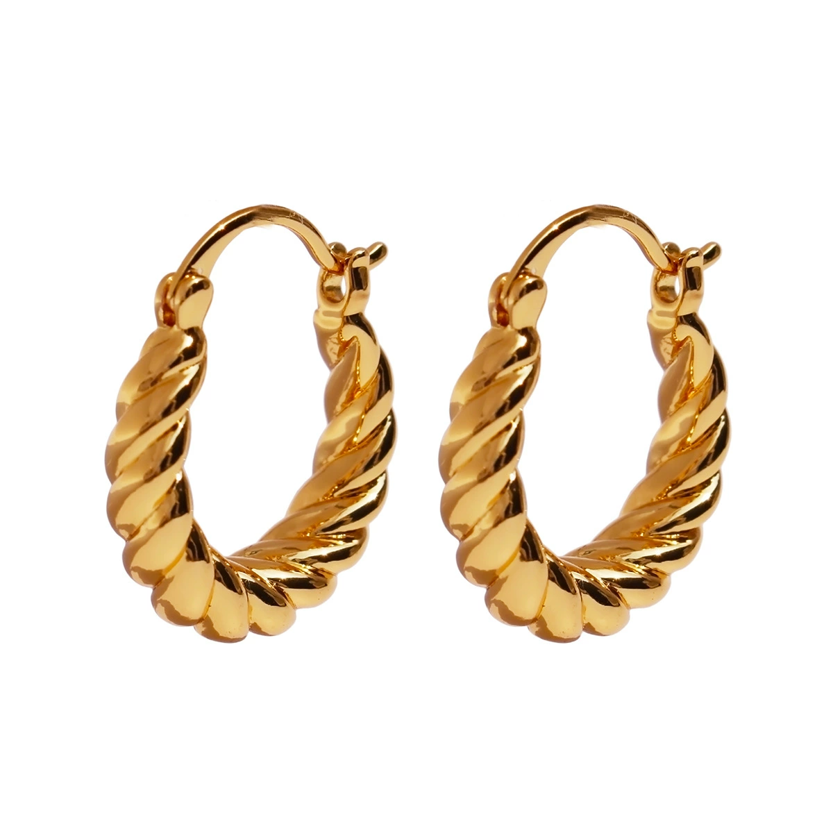 INS2111-FAMARINE 14K Gold Plated Twisted Hoop Earrings for Women Small Hoops Chunky Earrings Gift