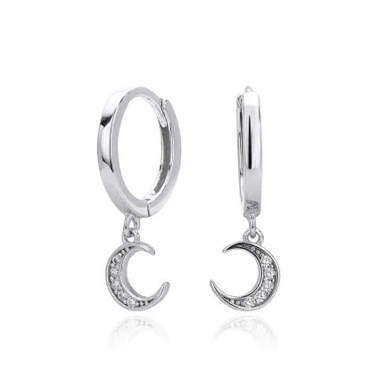INS2050-DAILY VIBES Cute Dangle Huggie Earrings for Women 925 Sterling Silver Post Dainty 14K Gold Plated Mini CZ Butterfly Star Cross Heart Charm Drop Cartilage Small Hoop Earrings