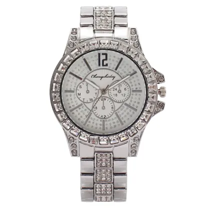 W-1012-Reloj de hombre con tres ojos, escala digital, diamantes de imitación, cuarzo, reloj de mujer-Men