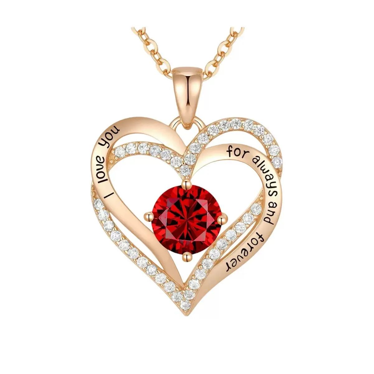 INS3100-CDE Forever Love Heart Necklaces for Women, Wedding Anniversary, Birthday Mothers Day Gifts for Mom, Mother, Wife, Girlfriend, S925 Silver Jewelry with Birthstone Pendant