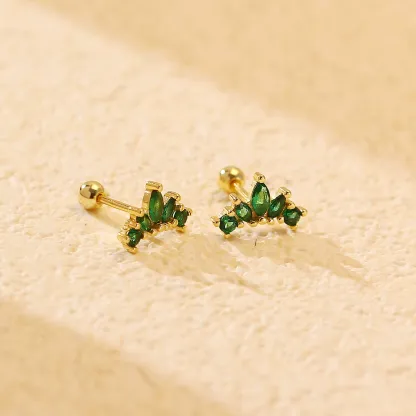 INS2322-FINE4U Gold Cartilage Earring Flat Back Stud for Conch Helix 16G 6mm 8mm - ASTM F136 Titanium Screw on Piercing Jewelry Stud