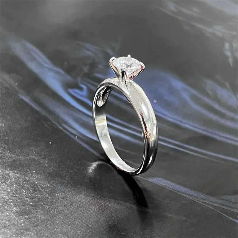 INS1241-14k White Gold .50 Carats Solitaire Brilliant Round Diamond Engagement Ring