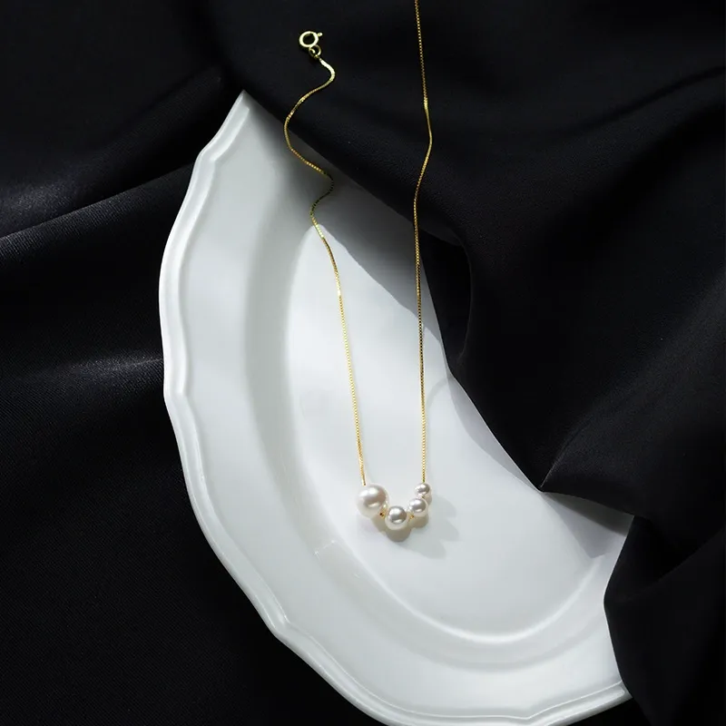 INS3275-KECHO 14K Real Gold Freshwater Cultured Pearl Pendant Necklace 14K Solid Gold Jewelry Anniversary Birthday Gifts for Women