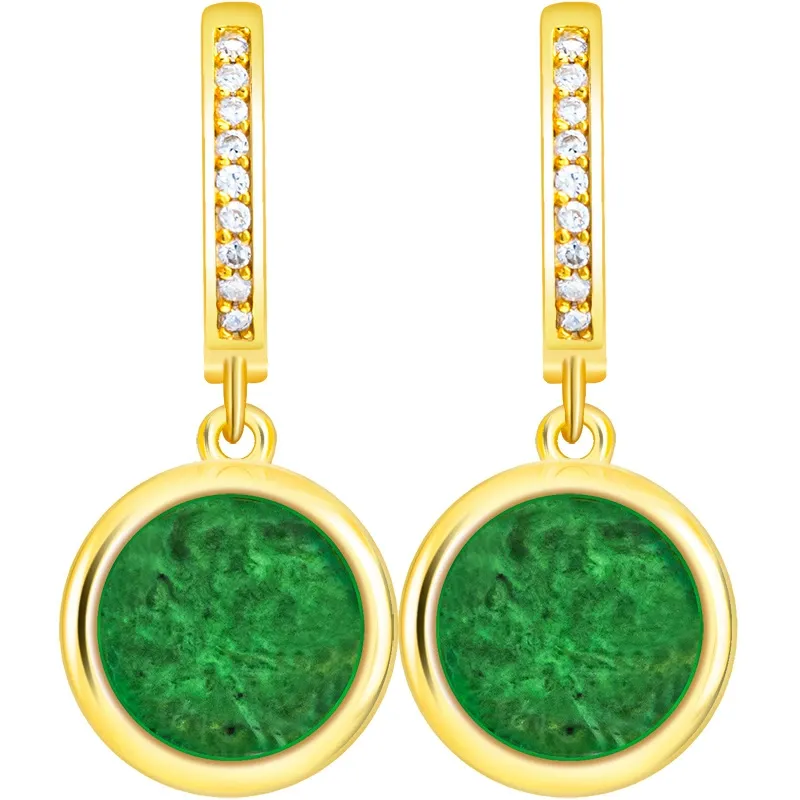 INS2081-12 Carats Round Gemstone Dangle Earrings for Women with 18k Gold over 925 Sterling Silver with Leverback | Statement Birthstone Earrings by MAX + STONE