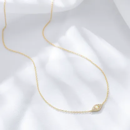 INS3256-BENEIGE Gold Necklace for Women 14K Gold Plated Evil Eye Necklace Trendy Gold Pendant Necklace Jewelry For Women