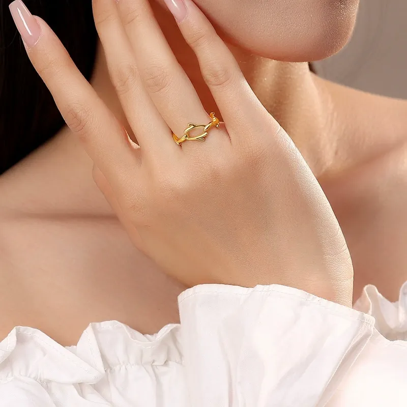 INS1178-Silver Thorn Ring for Men Women Adjustable Gold Crown of Thorns Band Ring for Couple Irregular Branch Valentine's Day Rings