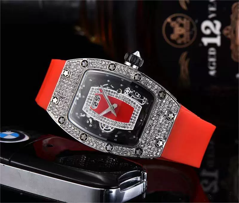 W-2027-Techno Pave Men's 41mm Iced Out Tonneau Shape Watch, Numeral Dial-Women