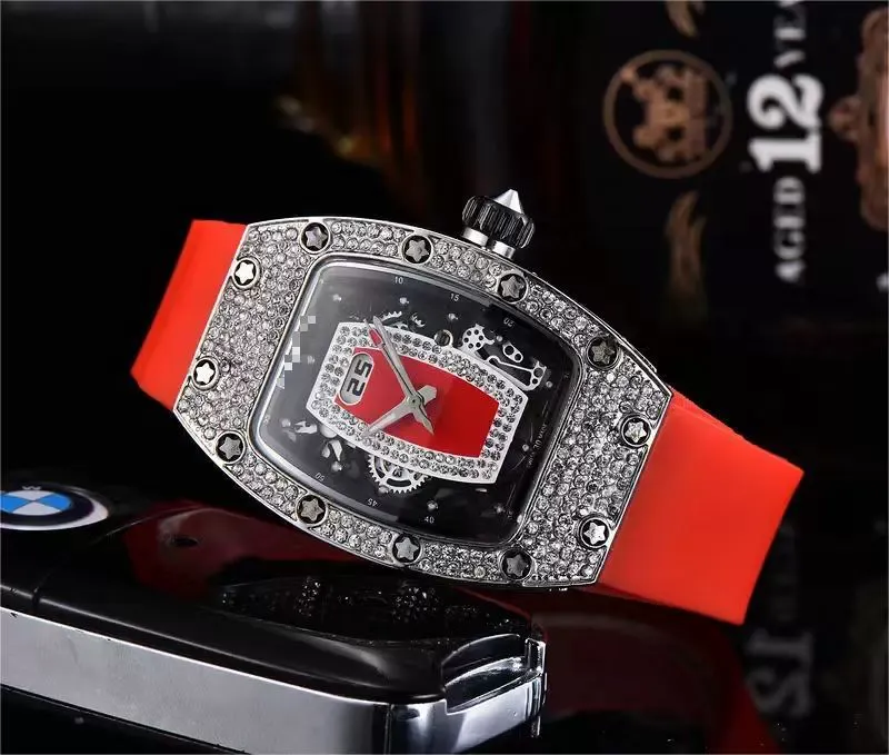 W-2027-Techno Pave Men's 41mm Iced Out Tonneau Shape Watch, Numeral Dial-Women