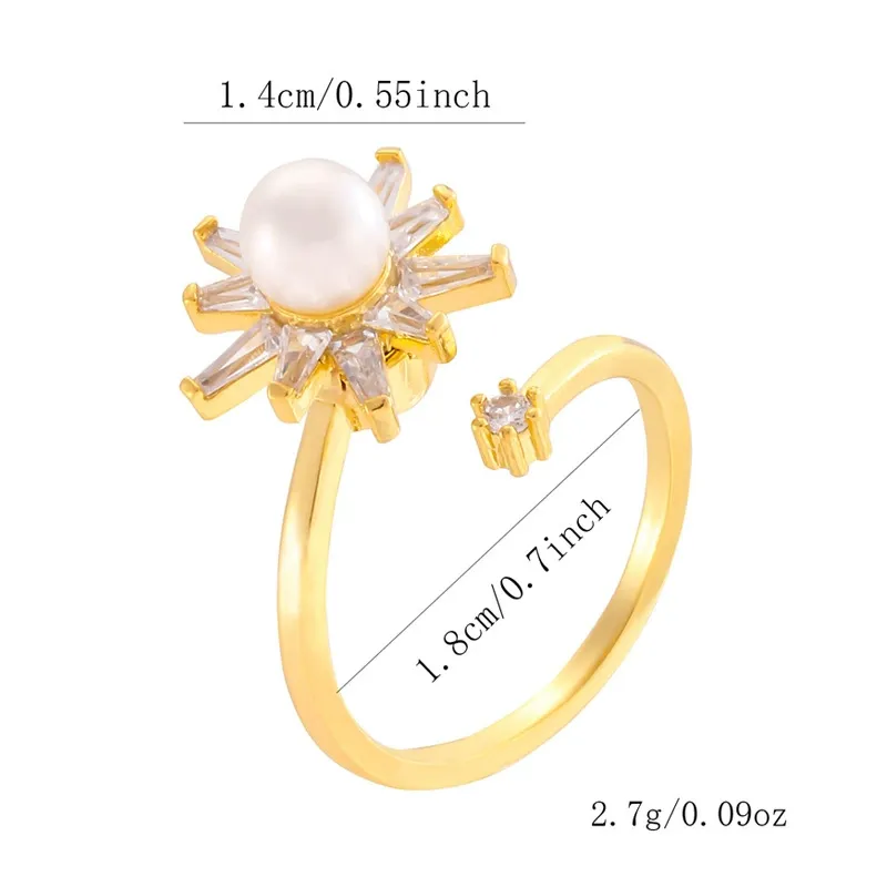 INS1263-Ring 14k Solid Yellow Gold Star Burst Ring with Natural 0.058 carats Sparkling 0.75mm White Diamonds Round Shaped in Prong Setting Ideal Gift for Women Girl